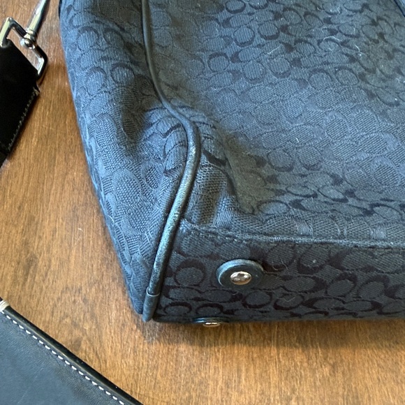 Coach Hudson Black Briefcase Travel Bag Tote Signature C Print Logo Canvas Black - Picture 5 of 16